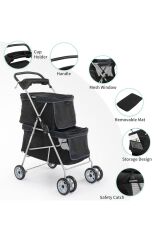 Glipet Twingo Çift Kabinli Kedi Köpek Arabası 68x52x102 Cm
