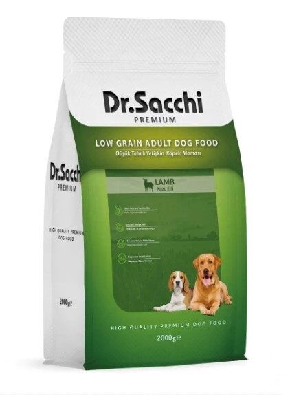DR SACCHİ AZ TAHILLI KÖPEK MAMASI KUZU ETLİ 2 KG