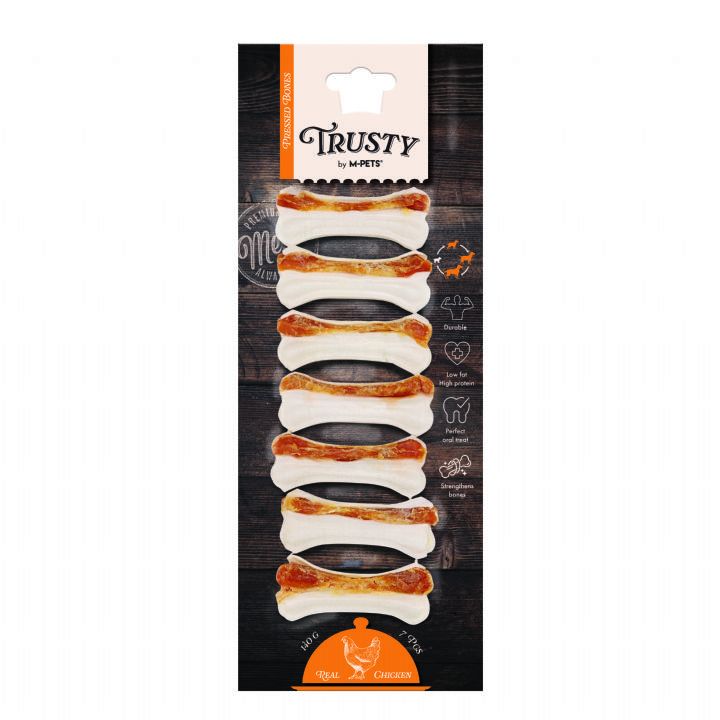 M-PETS TRUSTY CHICKEN PRESS KEMİK 7Lİ 140GR/7,7CM