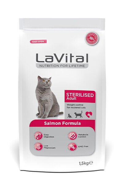 LAVİTAL SOMONLU KISIR YETİŞKİN KEDİ MAMASI 1,5 KG