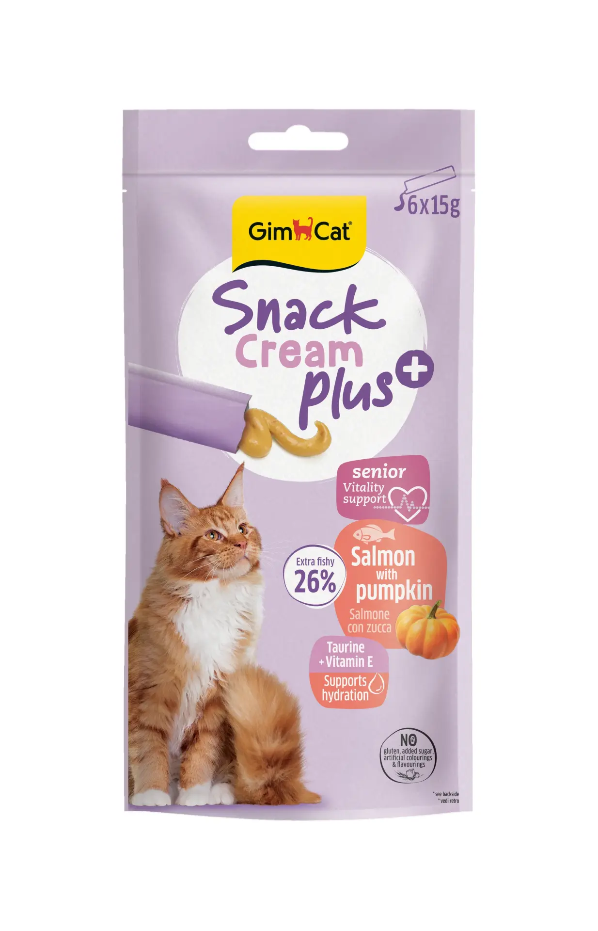 GİMCAT SNACKS CREAM PLUS SENIOR SOMON&BALKABAK 6*15 GR