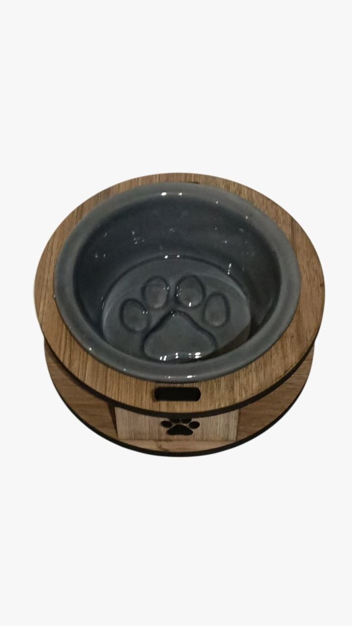 TEKLİ AHŞAP MAMA KABI SERAMİK KASE