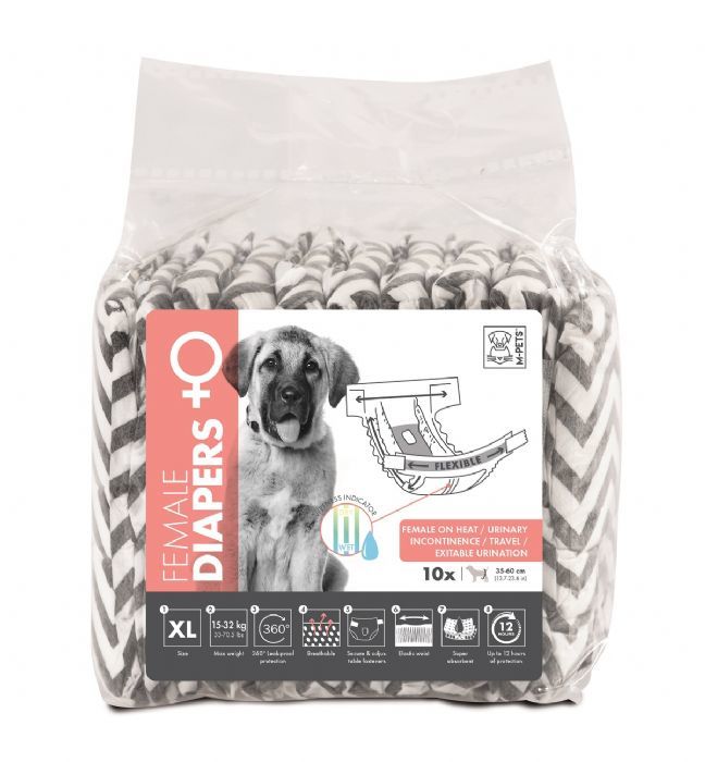M-PETS DIAPERS DİŞİ KÖPEKLER İÇİN KÜLOT (XL) 10LU