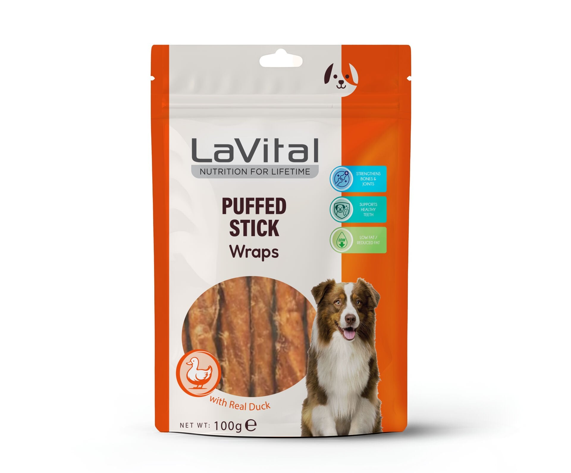 LAVİTAL KÖPEK ÖDÜLÜ ÖRDEK ETİ SARILI DOLGULU ÇUBUK 100 G