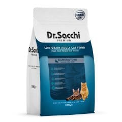 DR SACCHİ KEDİ MAMASI AZ TAHILLI SOMON-TON 1 KG