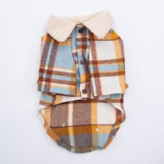 PAWSTAR Mavi Plaid e Pelle Ceket