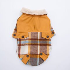 PAWSTAR Mavi Plaid e Pelle Ceket
