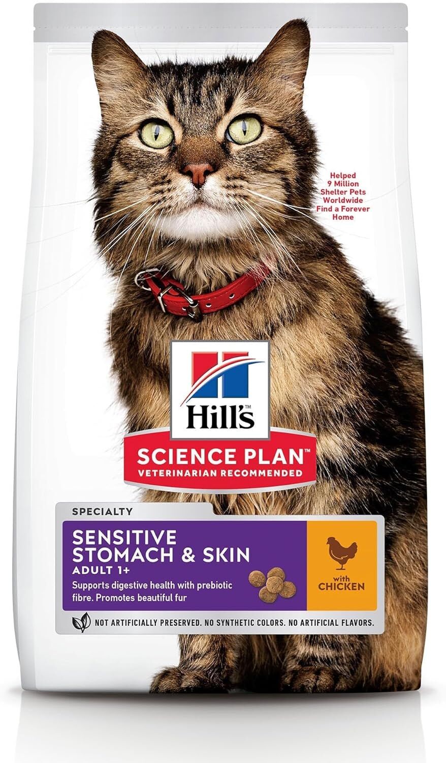 HİLL'S MİDE ve DERİ HASSASİYETİ TAVUKLU YETİŞKİN KEDİ MAMASI 1,5 KG