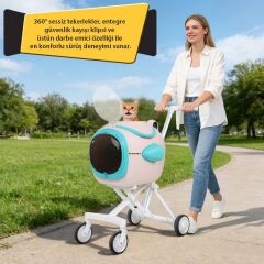 EWOX EVCİL HAYVAN ARABASI ASTRONOT FANLI BEYAZ