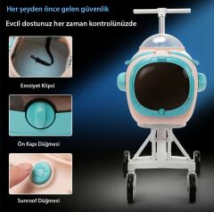 EWOX EVCİL HAYVAN ARABASI ASTRONOT FANLI PEMBE