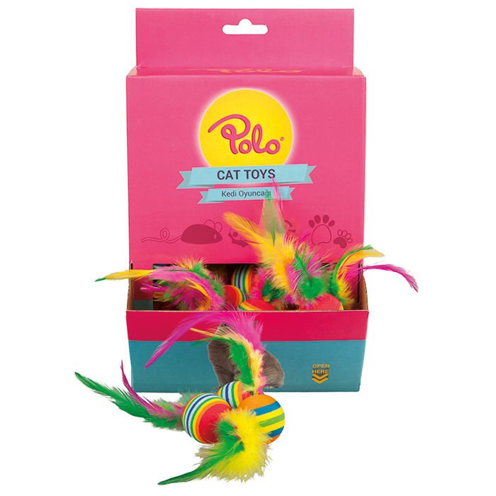 POLO RENKLİ TOP TÜY KUYRUKLU 3,5 CM 60'LI