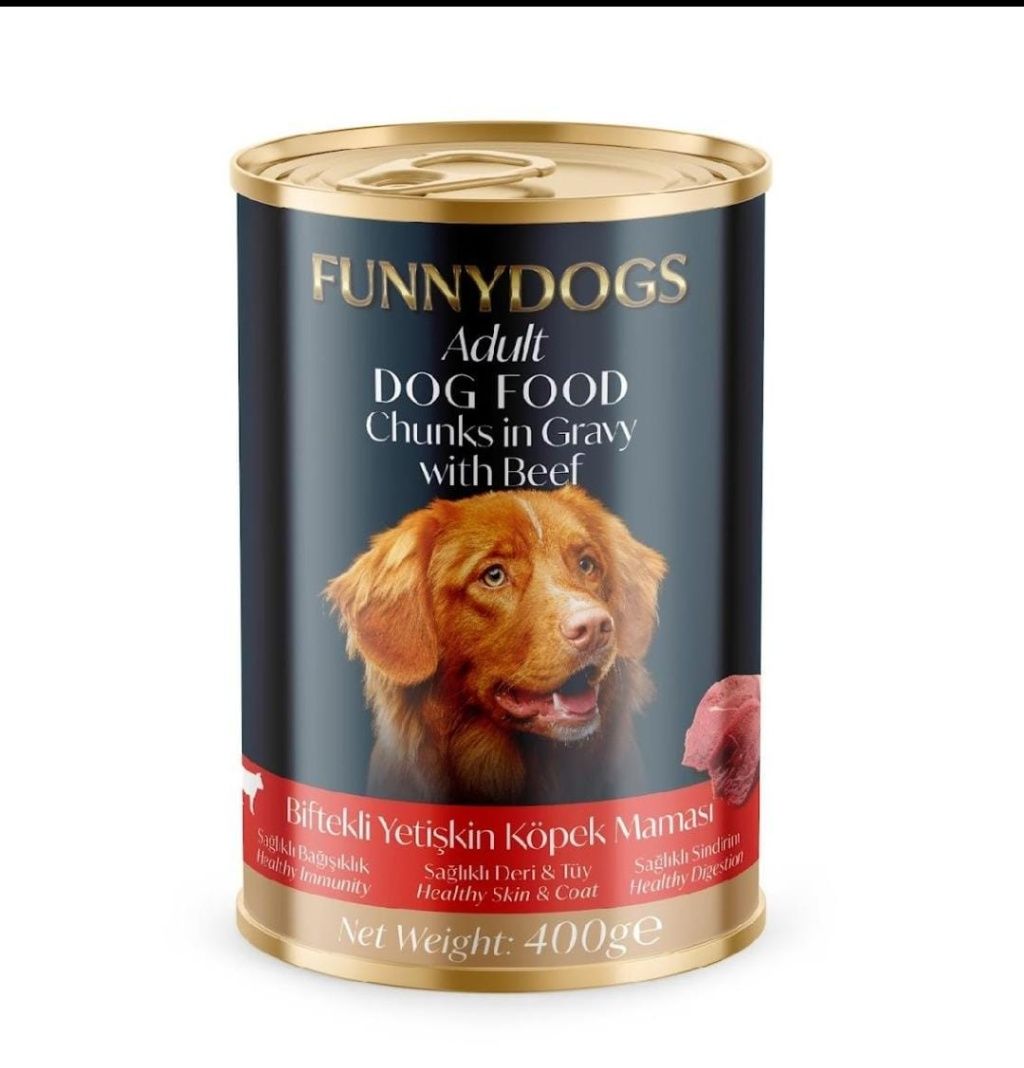 FUNNY DOGS BİFTEKLİ YETİŞKİN KÖPEK KONSERVE MAMA 400GR 12'Lİ