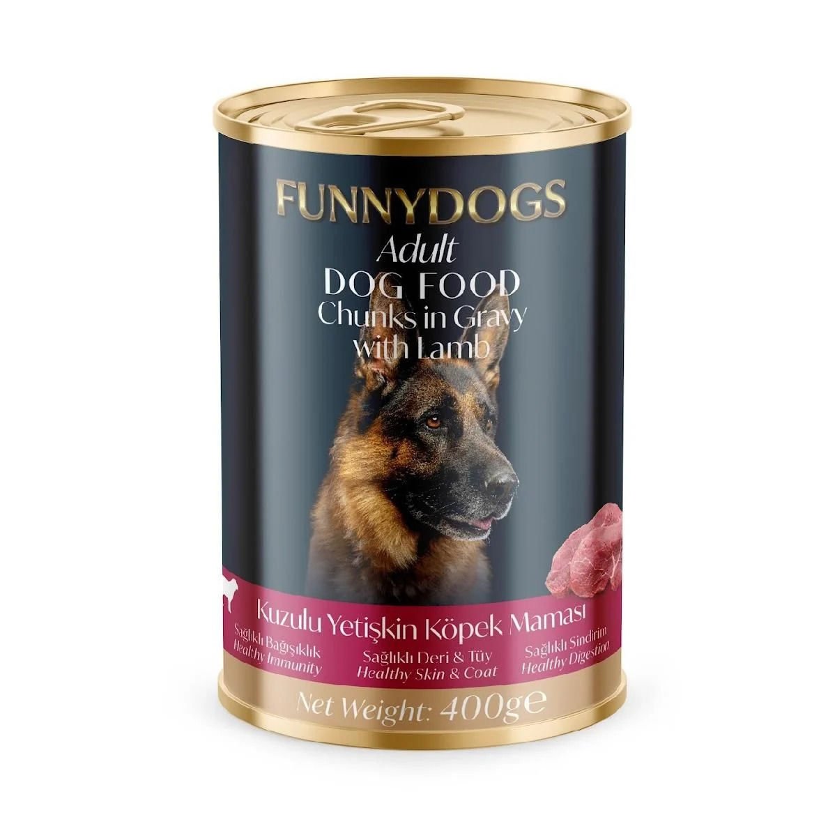 FUNNY DOGS KUZULU YETİŞKİN KÖPEK KONSERVE MAMA 400GR 12'Lİ