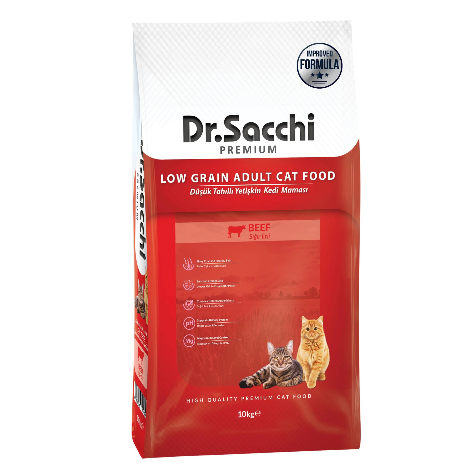 DR SACCHİ KEDİ MAMASI AZ TAHILLI SIĞIR ETLİ 10 KG
