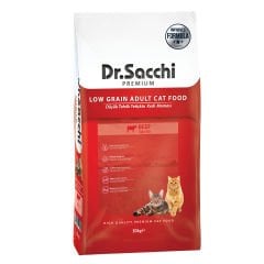 DR SACCHİ KEDİ MAMASI AZ TAHILLI SIĞIR ETLİ 10 KG
