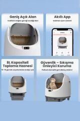 ÜSTÜLÜ AÇILIR AKILLI KEDİ TUVALETİ