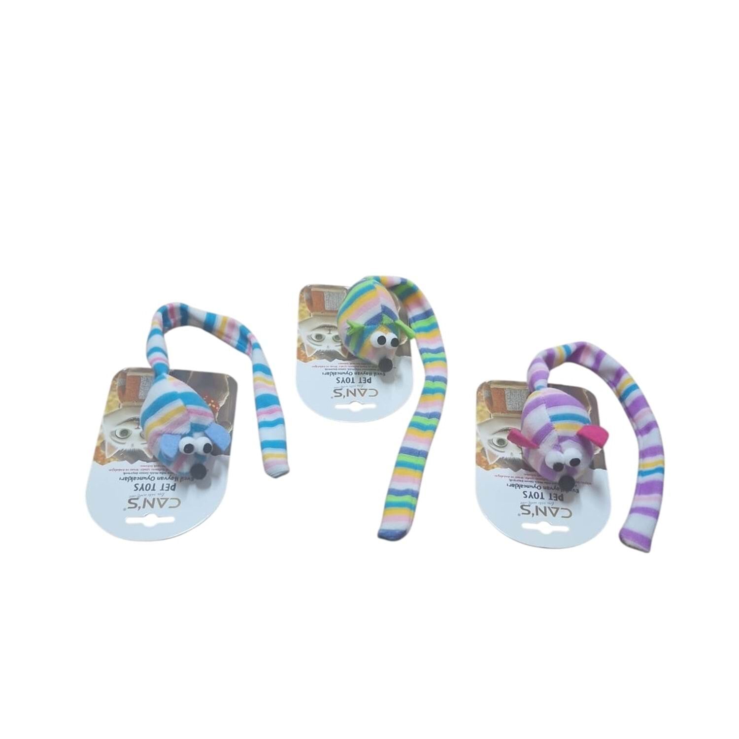 MWJ1011 Çizgili Uzun Kuyruklu Renkli Fare Oyuncak