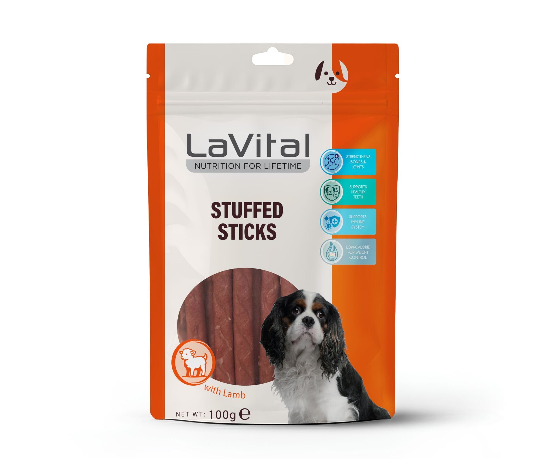 LAVİTAL KÖPEK ÖDÜL KUZU ETLİ ve SOMONLU YUMUŞAK ÇUBUK 100 G