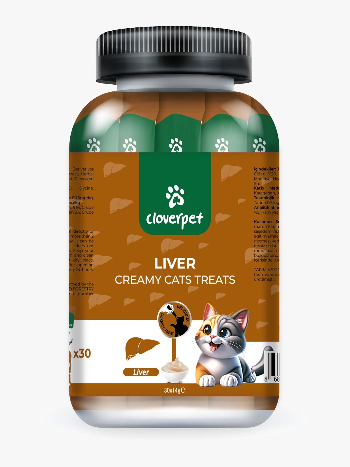 CLOVERPET LIVER CREAMY CATS 30*5 GR