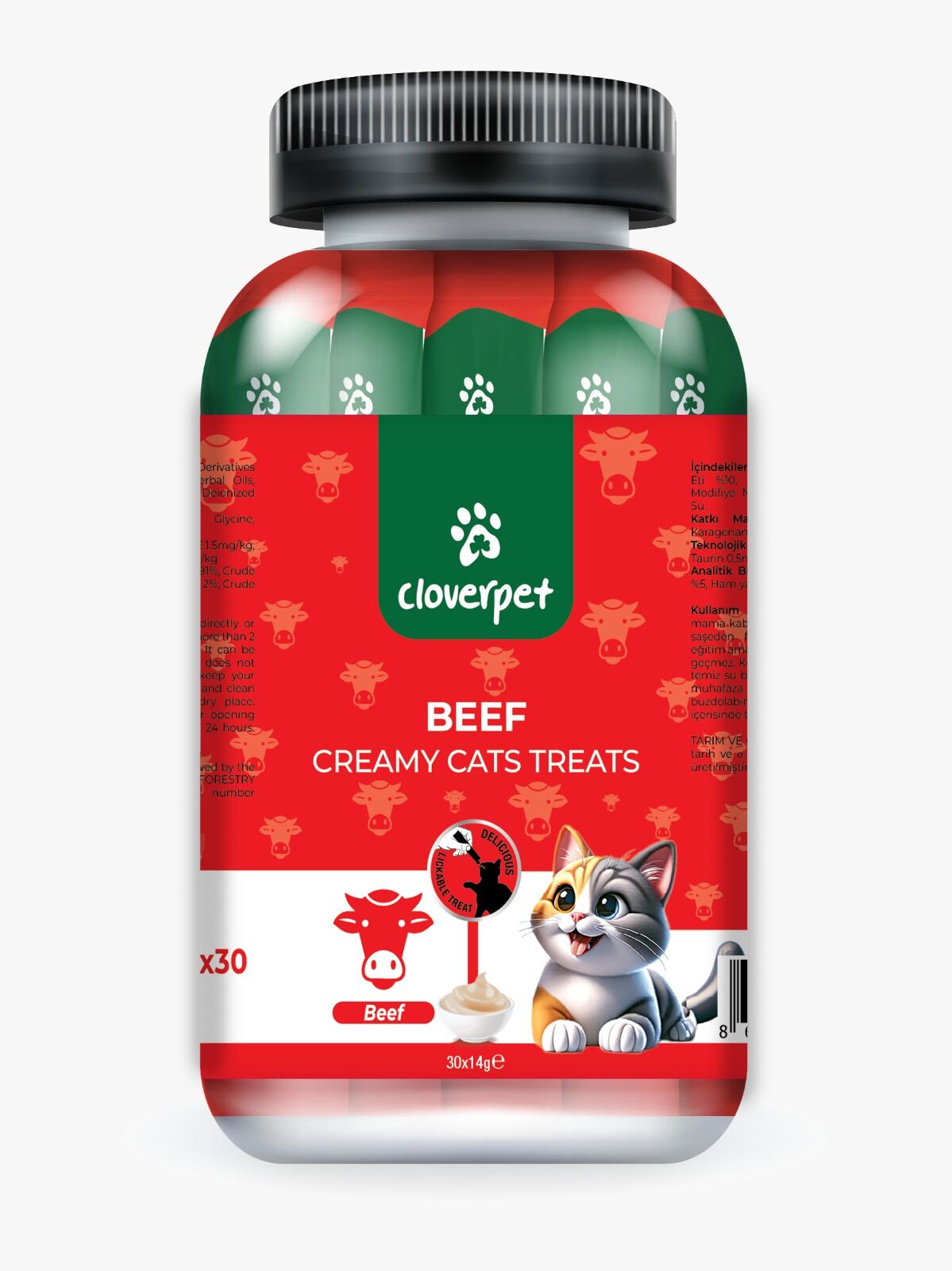 CLOVERPETS BEEF CREAMY CATS 30*5 GR