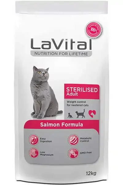LAVİTAL SOMONLU KISIR KEDİ MAMASI 12 KG