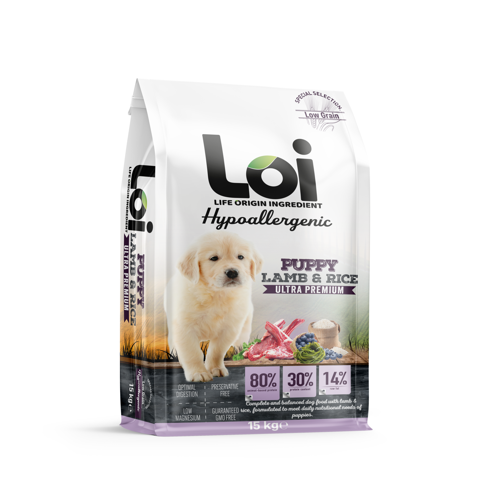 LOI YAVRU KÖPEK MAMASI KUZU ETLİ VE PİRİNÇLİ 15 KG