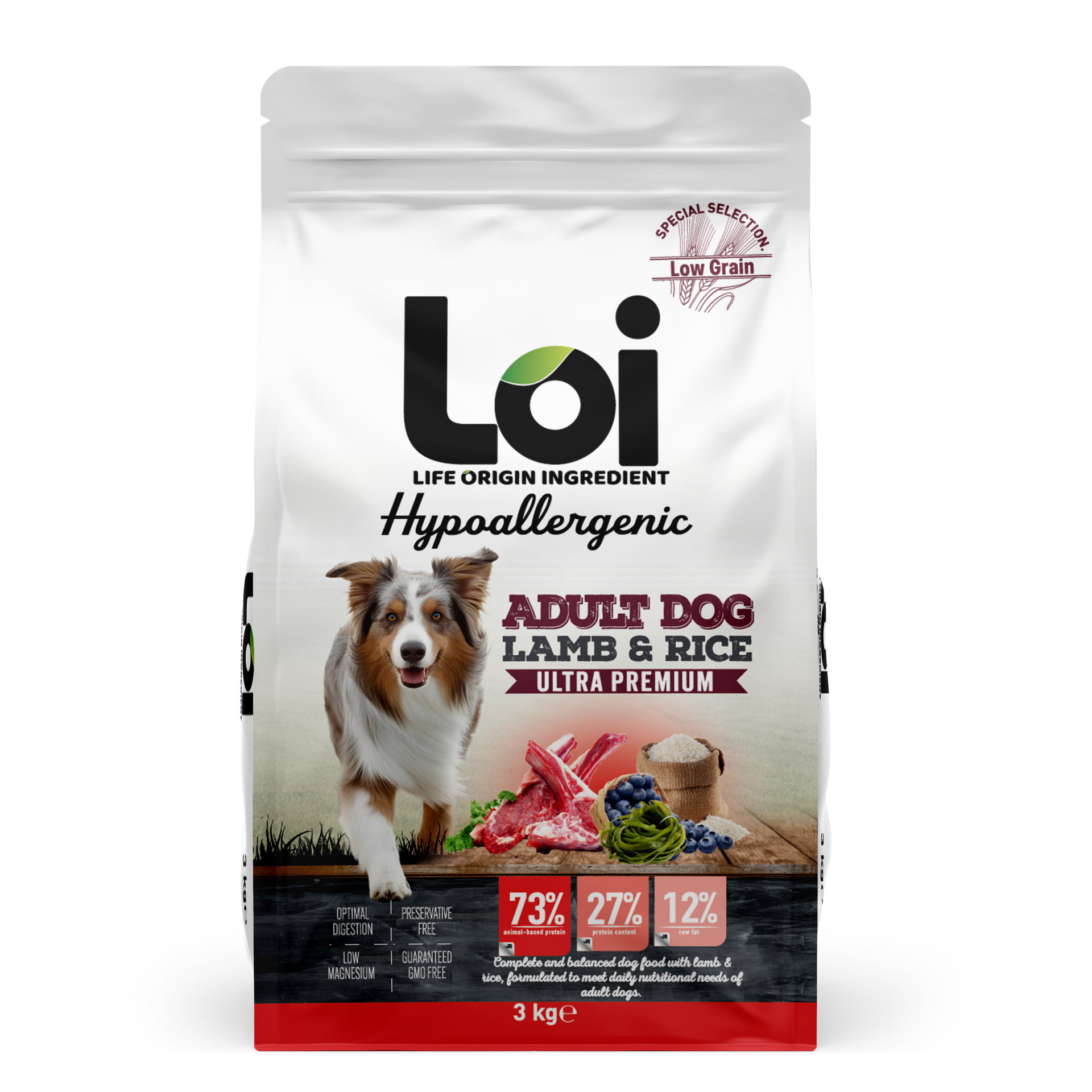 LOI YETİŞKİN KÖPEK KUZU ETLİ VE PİRİNÇLİ 3 KG