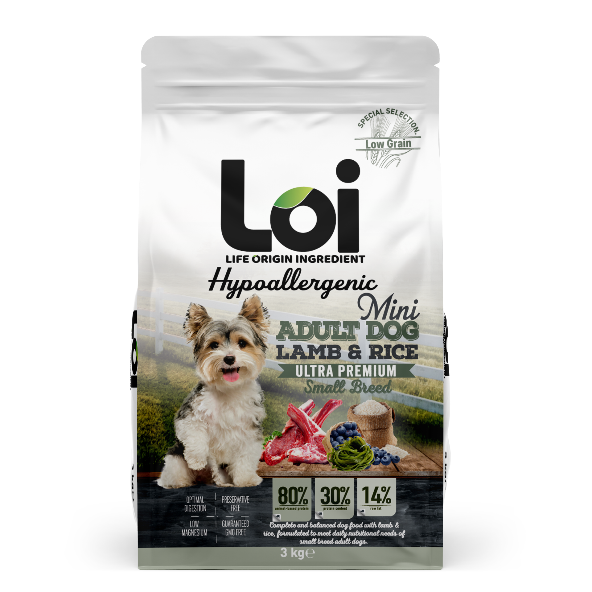LOI MİNİ IRK YETİŞKİN KÖPEK KUZU ETLİ VE PİRİNÇLİ 3 KG