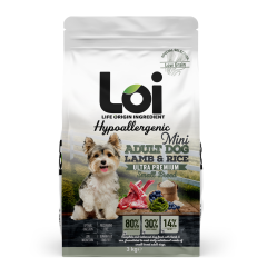 LOI MİNİ IRK YETİŞKİN KÖPEK KUZU ETLİ VE PİRİNÇLİ 3 KG
