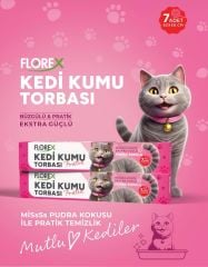 FLOREX PUDRA KOKULU KEDİ KUMU TORBASI 82x50 CM 7'Lİ