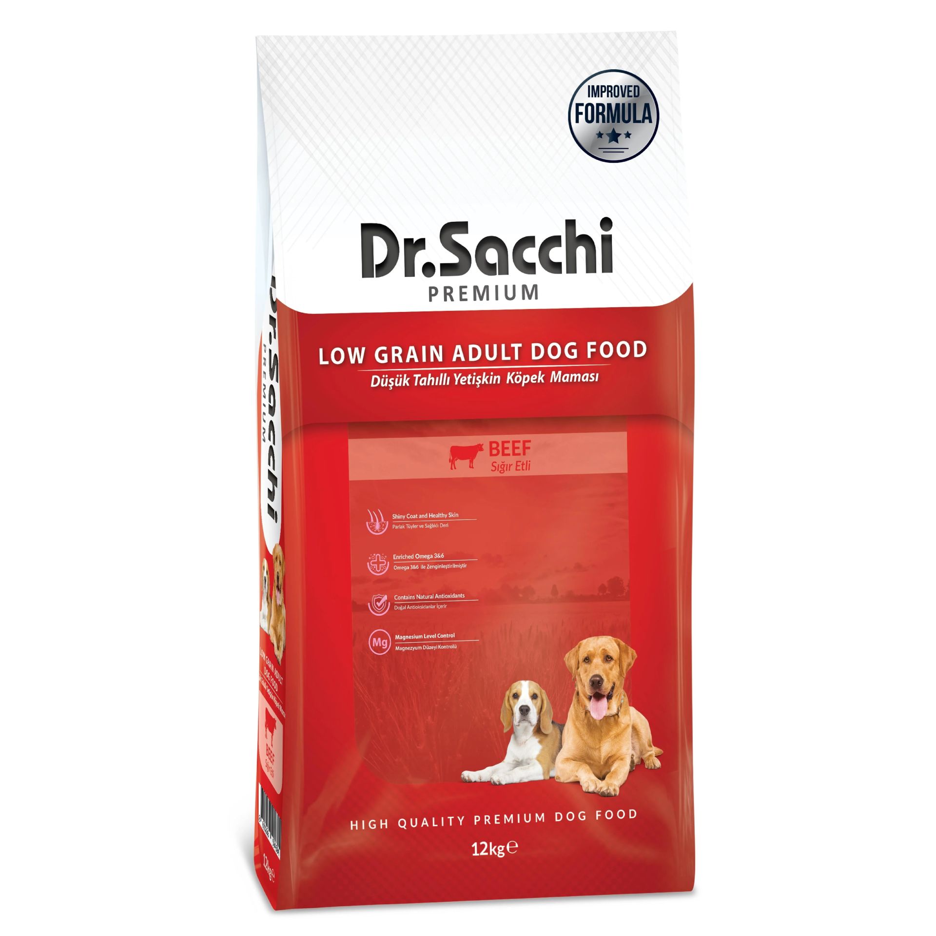 DR SACCHİ KÖPEK MAMASI AZ TAHILLI SIĞIR ETLİ 12 KG