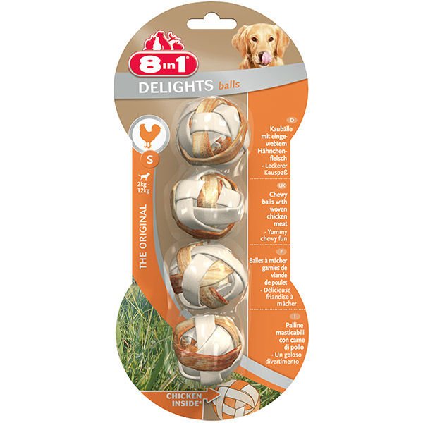8IN1 DELİGHTS BALLS KÖPEK ÖDÜL KEMİĞİ TAVUKLU XS 36 GR