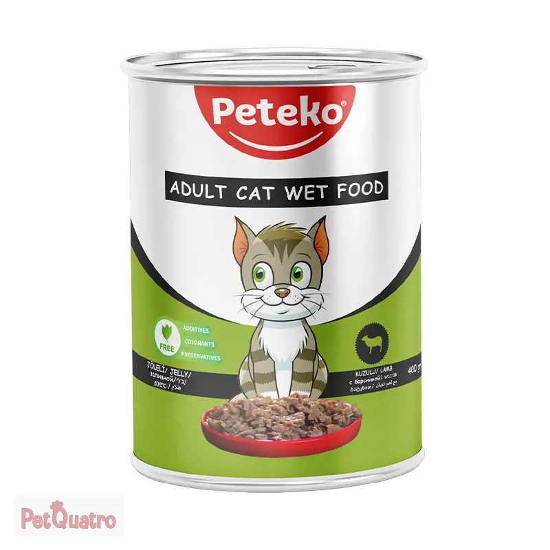 PETEKO YETİŞKİN KEDİ KONSERVE KUZULU 400GR 12'Lİ
