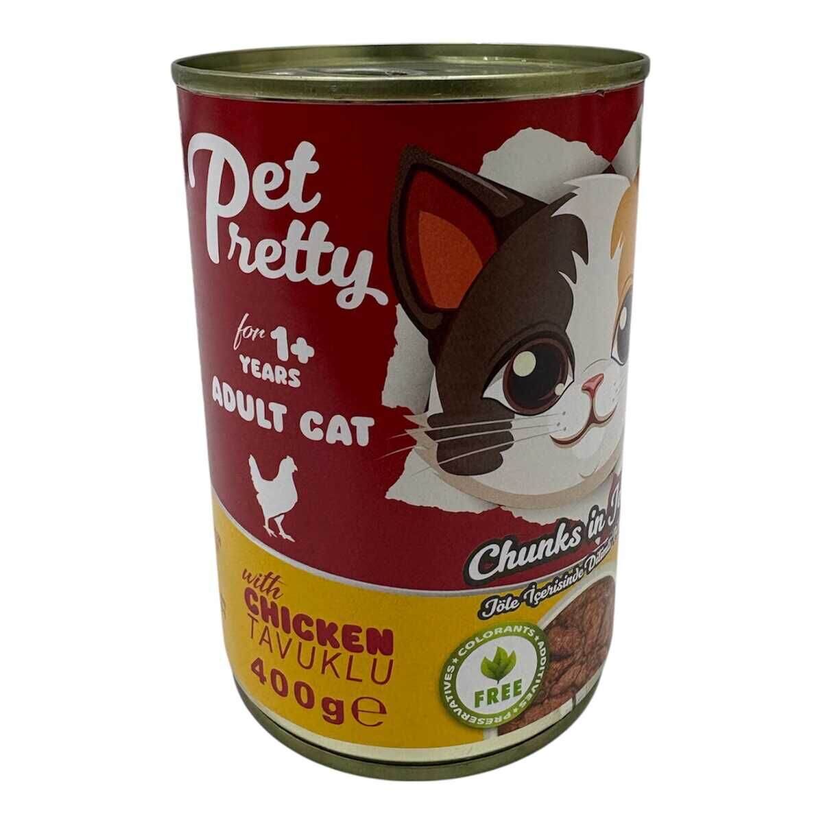 PETPRETTY YETİŞKİN KEDİ KONSERVESİ TAVUKLU 400GR 12'Lİ PAKET