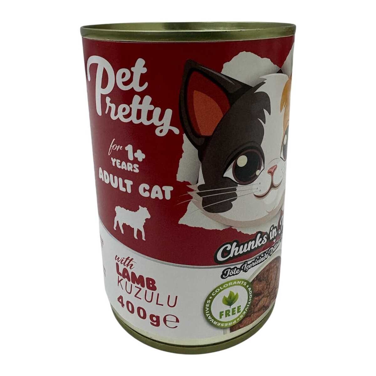 PETPRETTY YETİŞKİN KEDİ KONSERVESİ KUZULU 400GR 12'Lİ PAKET