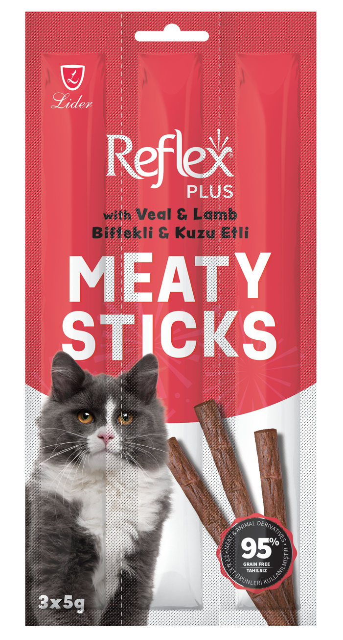 REFLEX KEDİ ÖDÜL STİCKS BİFTEK&KUZU 3*5 GR