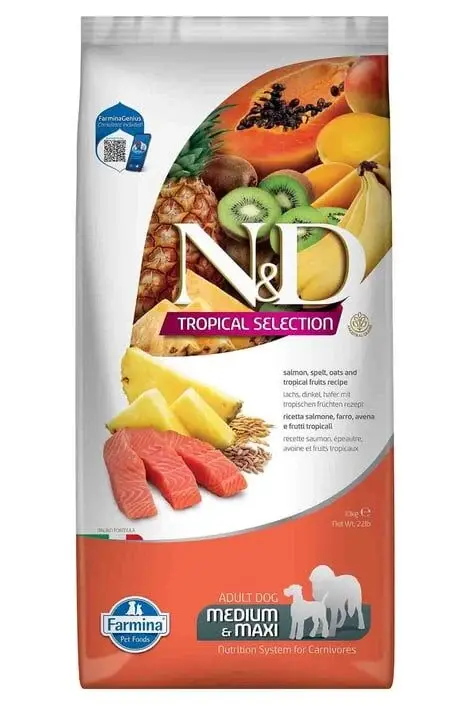 N&D DOG TROPICAL SELECTION SALMON ADULT MED/MAX 10 KG