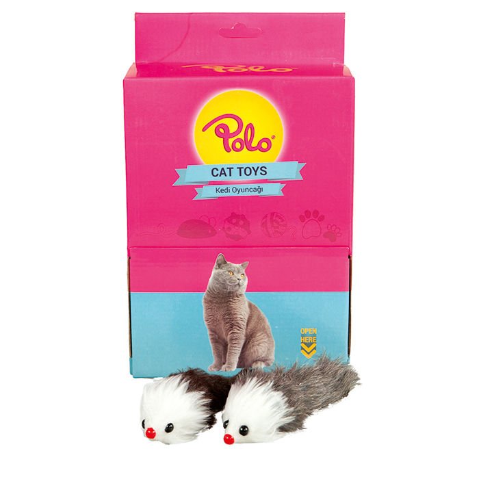 Polo Tüylü Kırmızı Burun Fare 17Cm (24Lü)