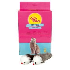 Polo Tüylü Kırmızı Burun Fare 17Cm (24Lü)
