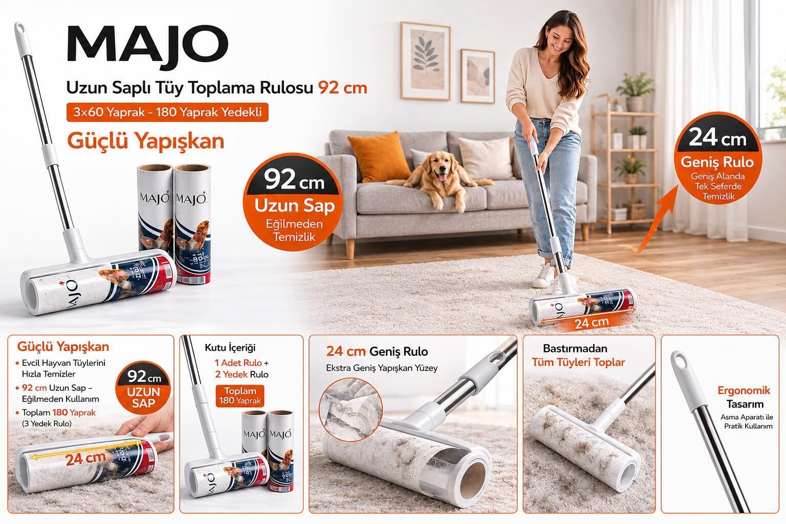 MAJO TÜY TOPLAMA 24 CM 180 YAPRAK 92 CM
