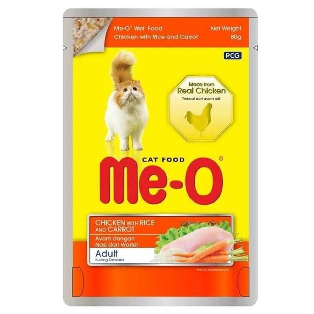 MEO POUCH TAVUK/PİRİNÇ/HAVUÇLU YAŞ MAMA 80 GR 12'Lİ