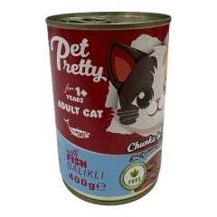 PETPRETTY YETİŞKİN KEDİ KONSERVESİ BALIKLI 400GR 12'Lİ PAKET