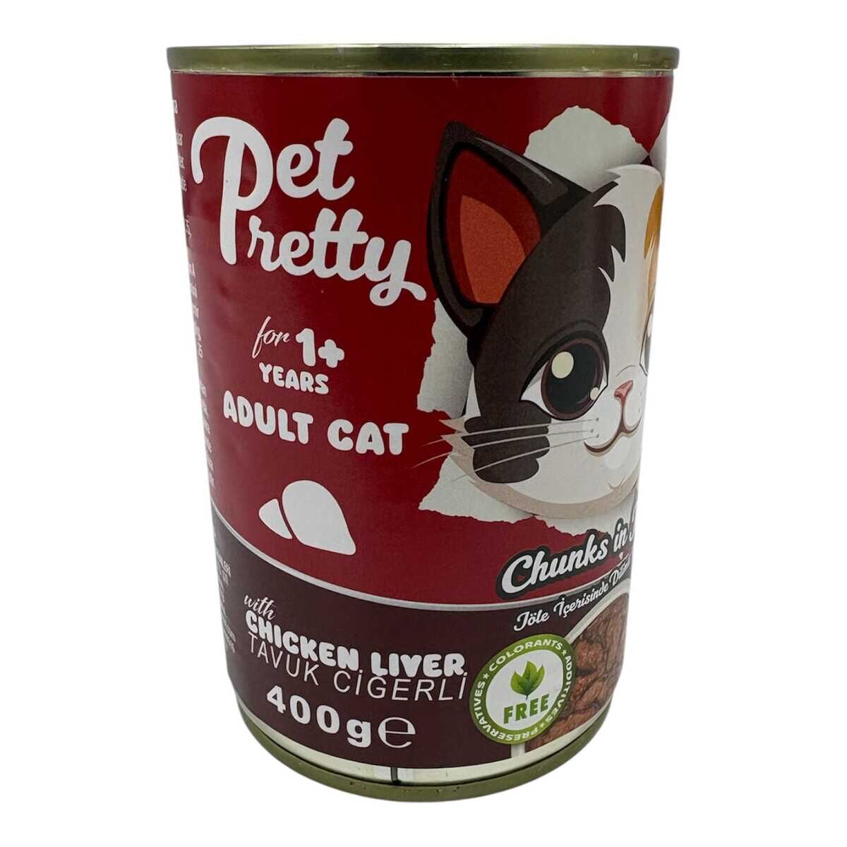 PETPRETTY YETİŞKİN KEDİ KONSERVESİ TAVUK CİĞERİ 400GR 12'Lİ PAKET