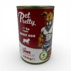 PETPRETTY YETİŞKİN KÖPEK KONSERVESİ KUZULU 400GR 12'Lİ PAKET