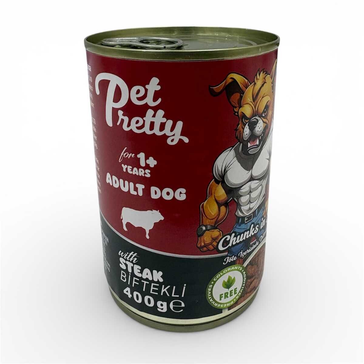 PETPRETTY YETİŞKİN KÖPEK KONSERVESİ BİFTEKLİ 400GR 12'Lİ PAKET