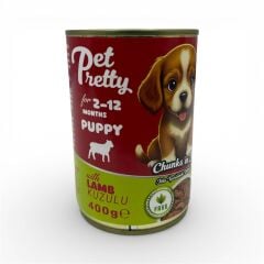 PETPRETTY YAVRU KÖPEK KONSERVESİ KUZULU 400GR 12'Lİ PAKET