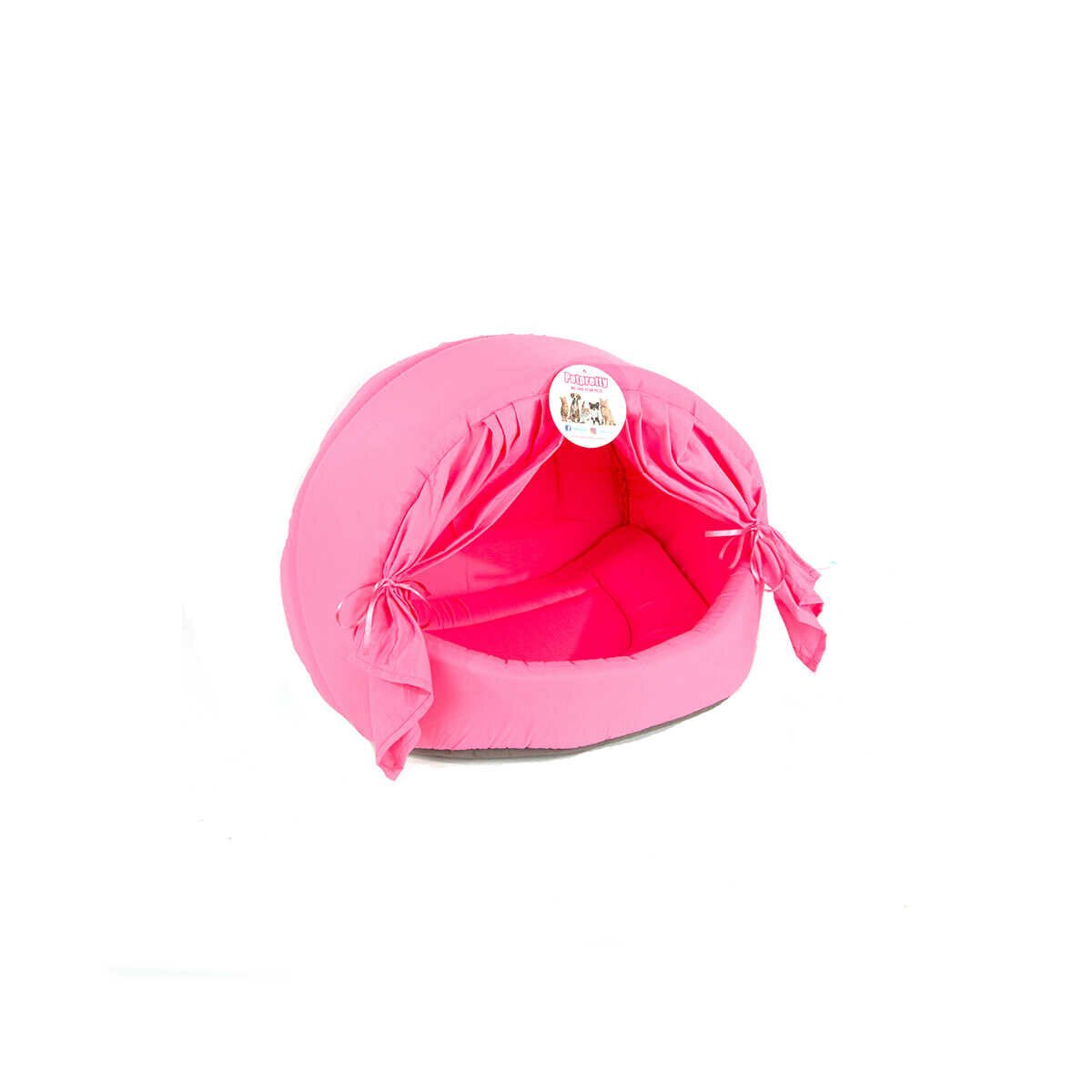 PERDELİ KUMAŞ YUVA PEMBE PUANTİYELİ YATAK