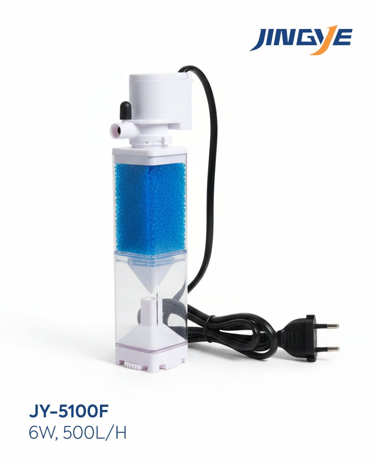 Jingye Akvaryum Şeffaf İç Filtre Beyaz 6W, 500L/H