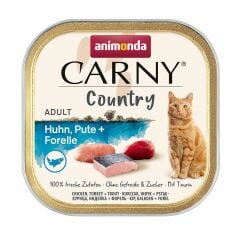 ANİMONDA CARNY COUNTRY TAVUKLU HİNDİLİ ve ALABALIKLI YETİŞKİN KEDİ KONSERVE 100 GR