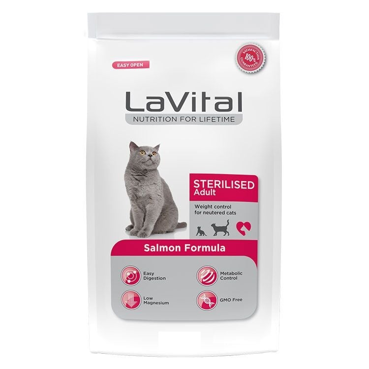 LAVİTAL SOMONLU STERİLİSED YETİŞKİN KEDİ MAMASI 1 KG